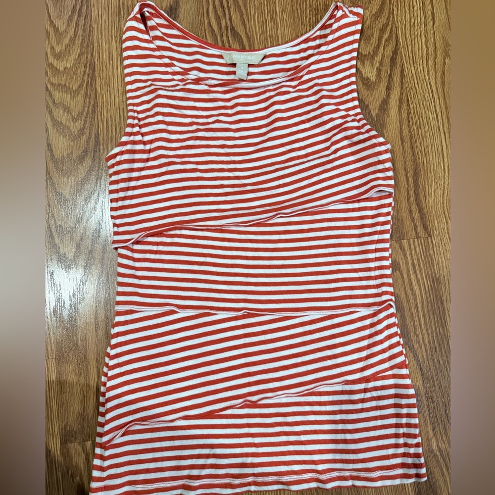 Banana Republic Red and White Striped Tank Top